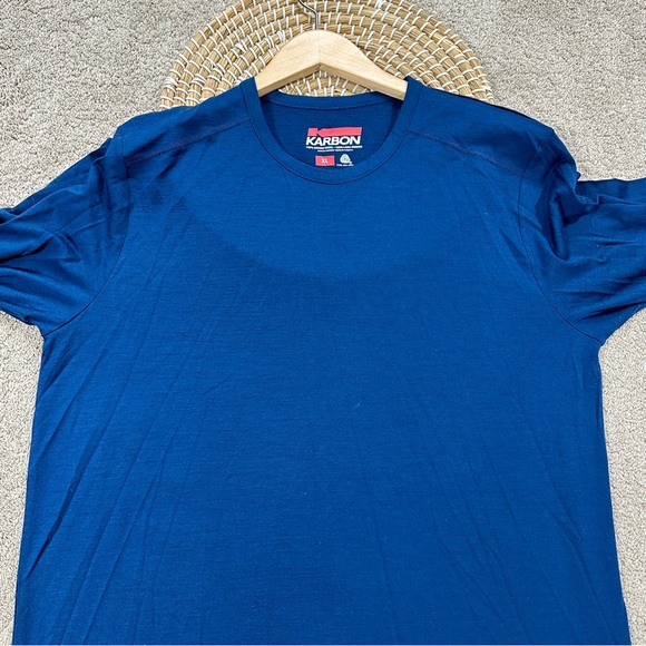 Karbon Men’s Merino Wool Longsleeve Shirt Crew Neck Base Layer Outdoor Blue XL - Picture 3 of 13